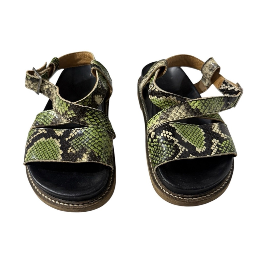 Ganni leather green snake skin print sandals Sz 36 - Picture 2 of 6